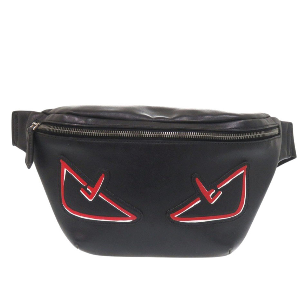 Fendi Bugs Eye 7VA434 Leather Black Bag Body Waist 1331FENDI